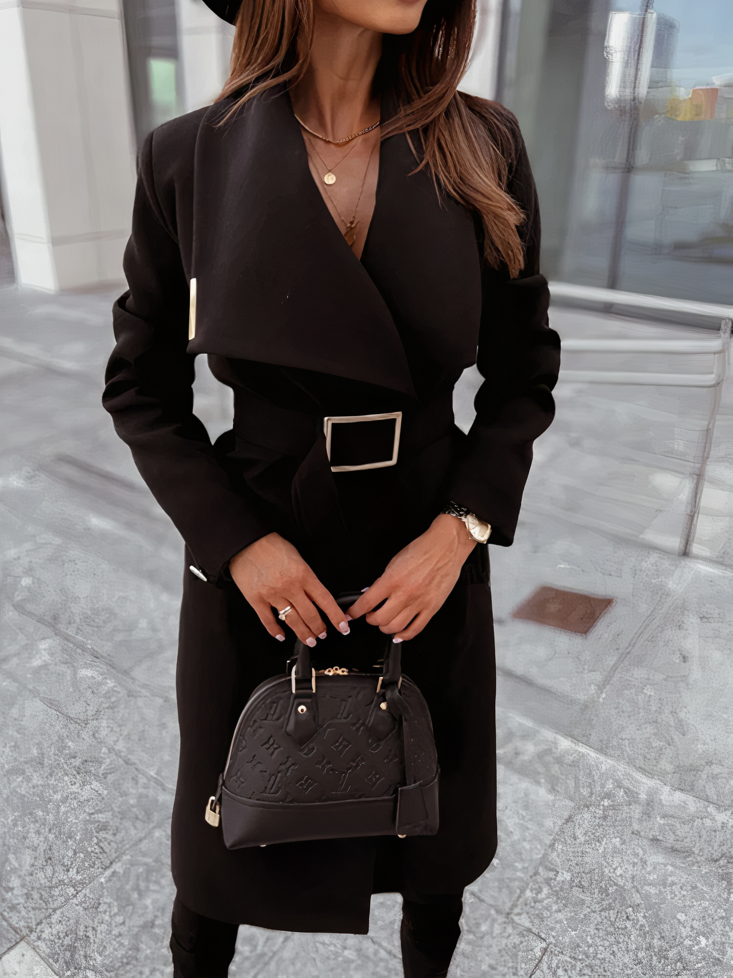 Manteau d'hiver élégant avec ceinture - Josabet