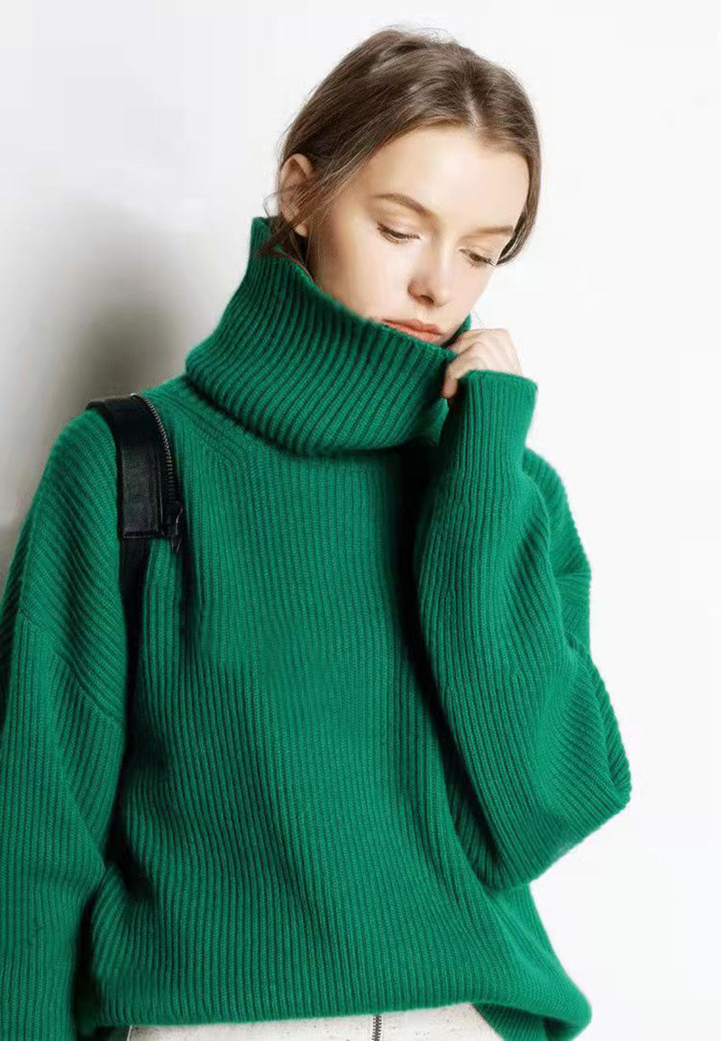 Claudine - Pull Col Roulé Ample et Décontracté