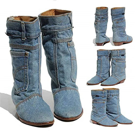 Bottines en jean à petit talon - Kavita