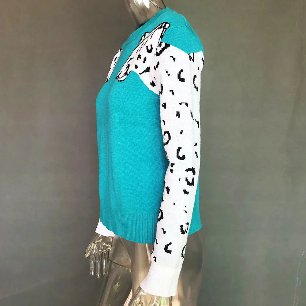 Bianca - Pull avec motif léopard contrasté sur les manches