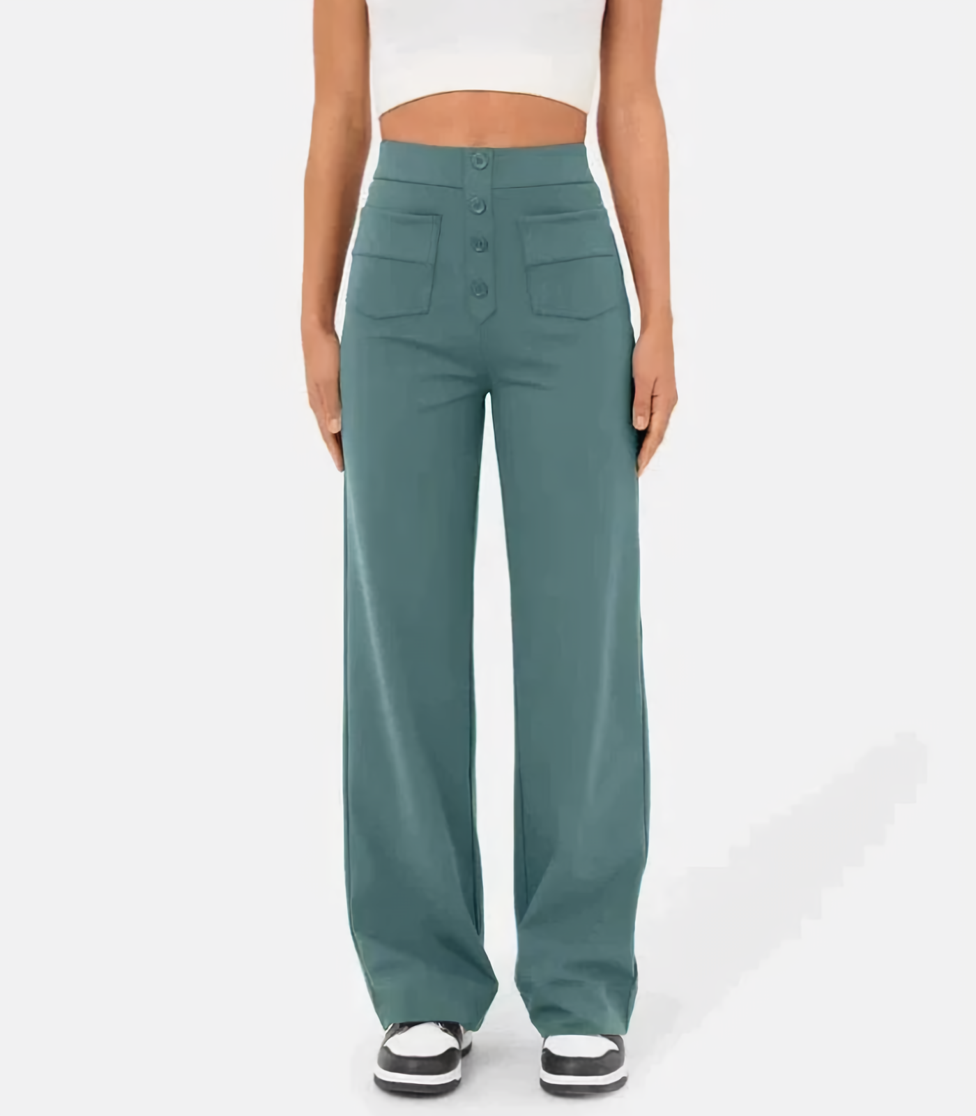 Amantine - Pantalon taille haute avec boutons