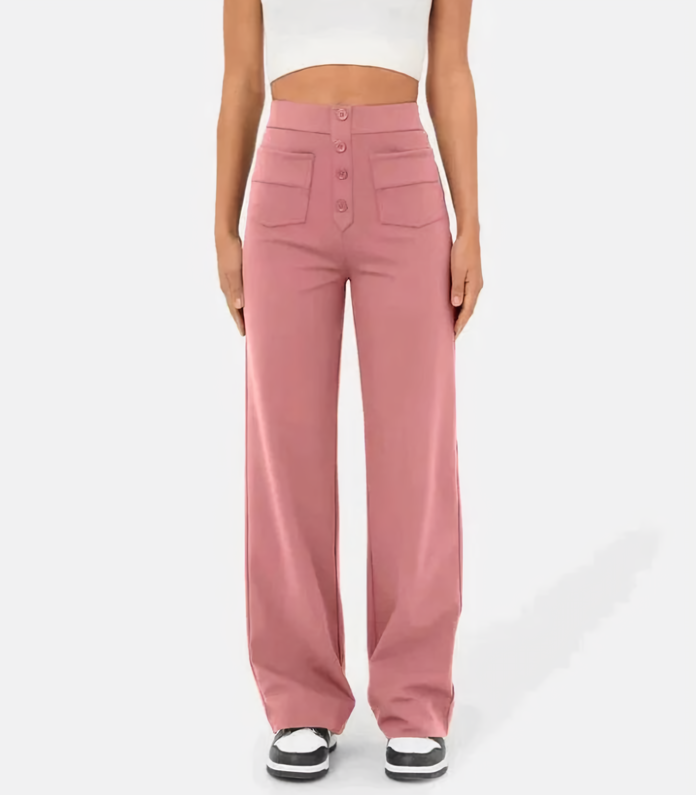 Amantine - Pantalon taille haute avec boutons