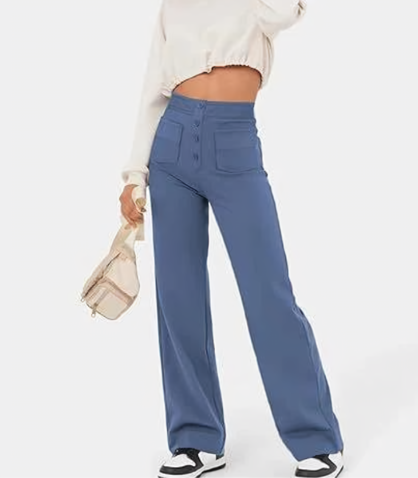 Amantine - Pantalon taille haute avec boutons