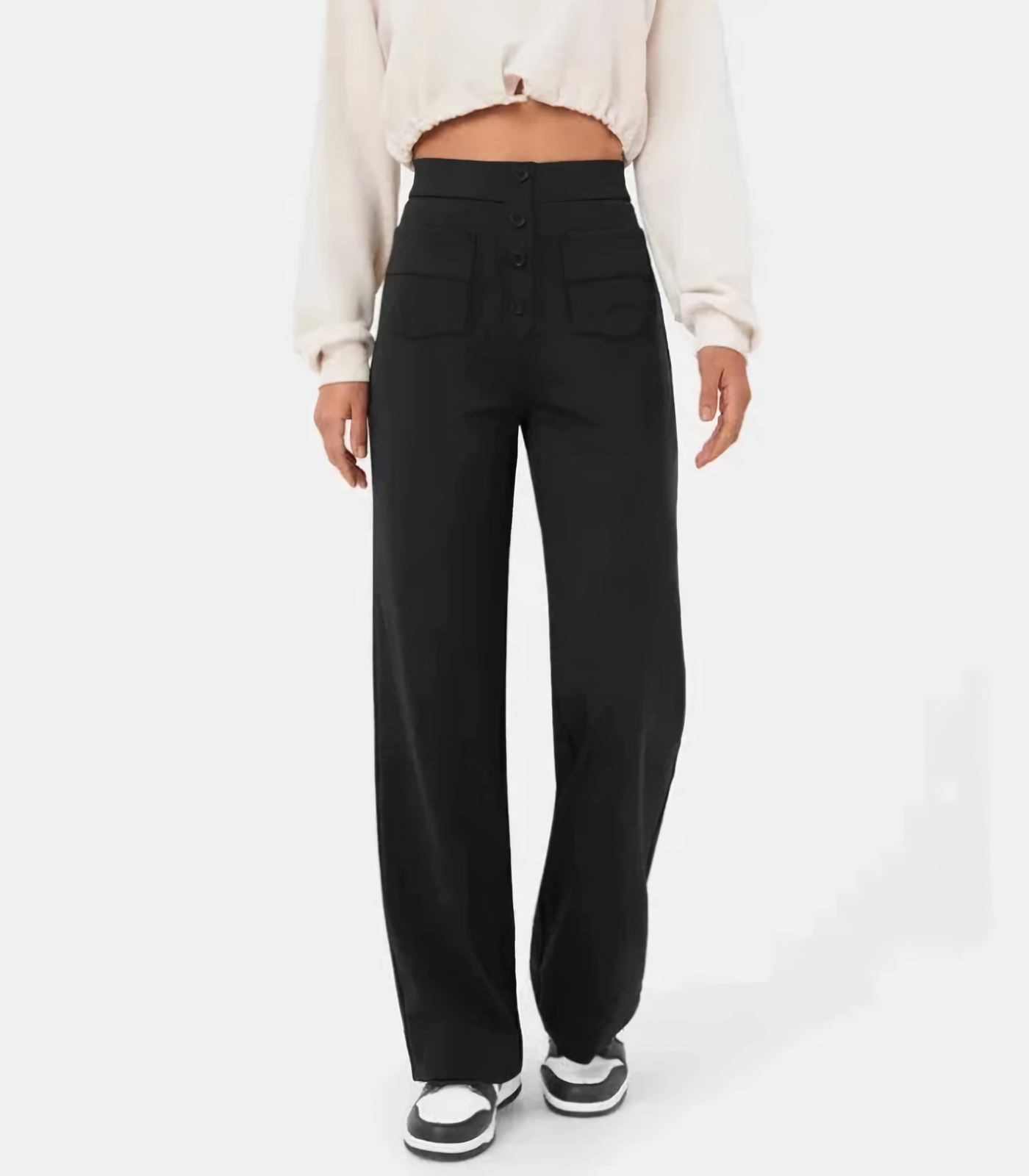 Amantine - Pantalon taille haute avec boutons