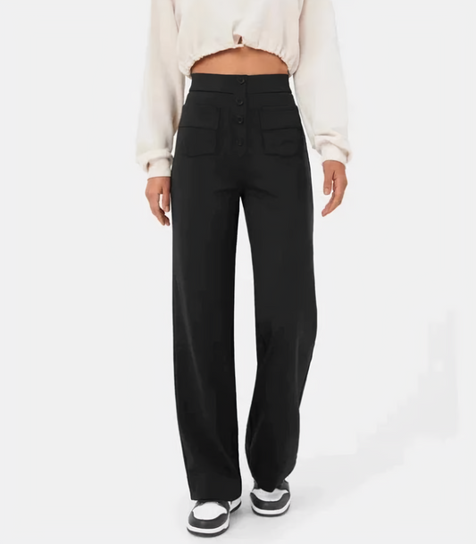 Amantine - Pantalon taille haute avec boutons