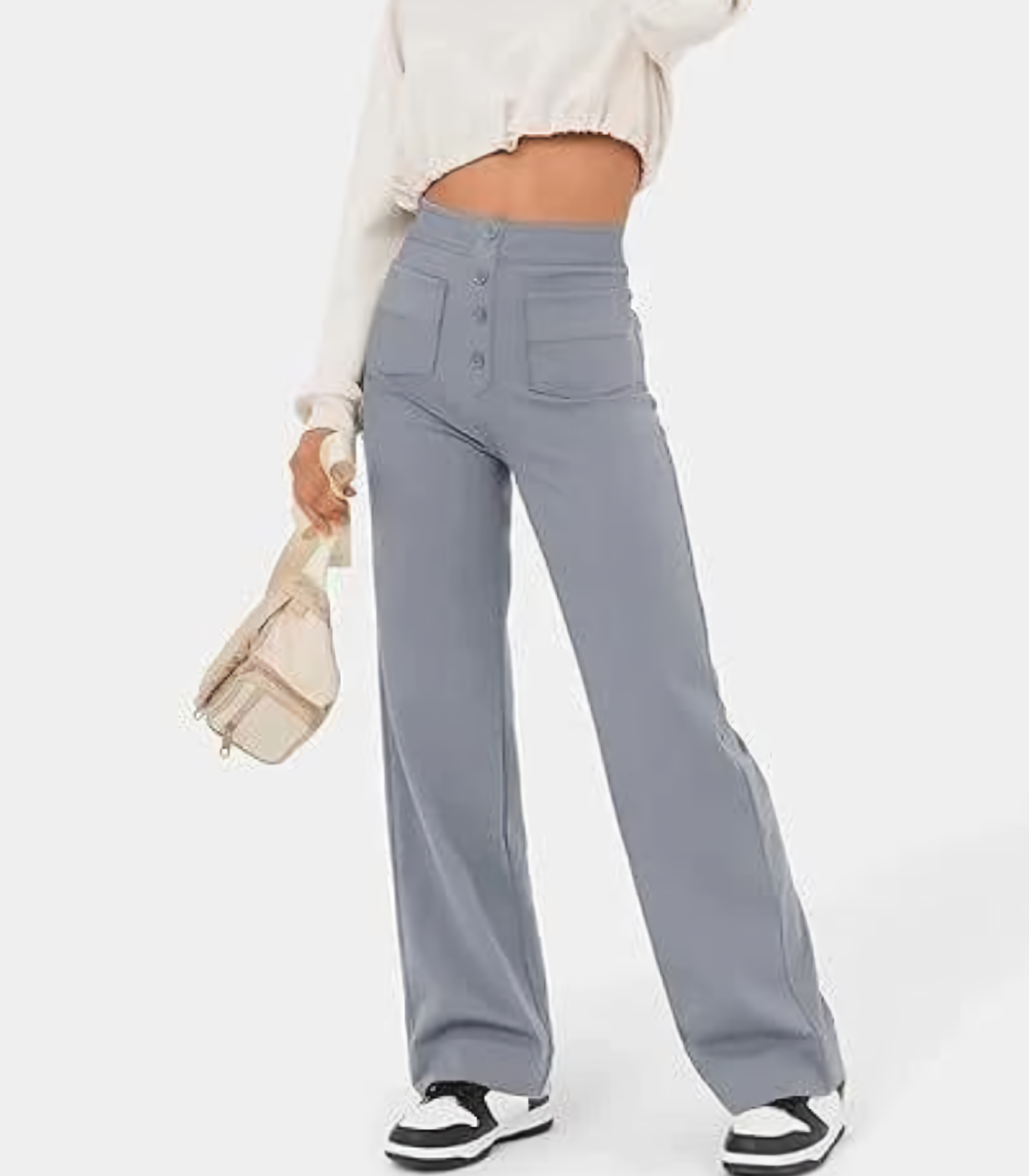 Amantine - Pantalon taille haute avec boutons