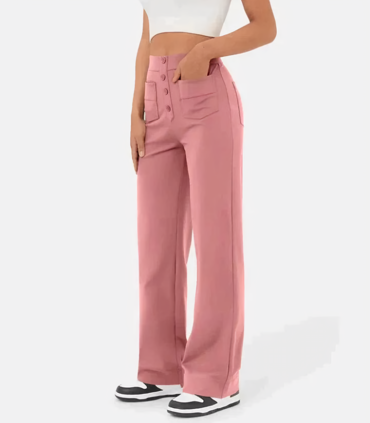 Amantine - Pantalon taille haute avec boutons