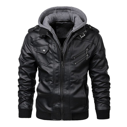 Jacob - Veste en cuir à capuche pour hommes