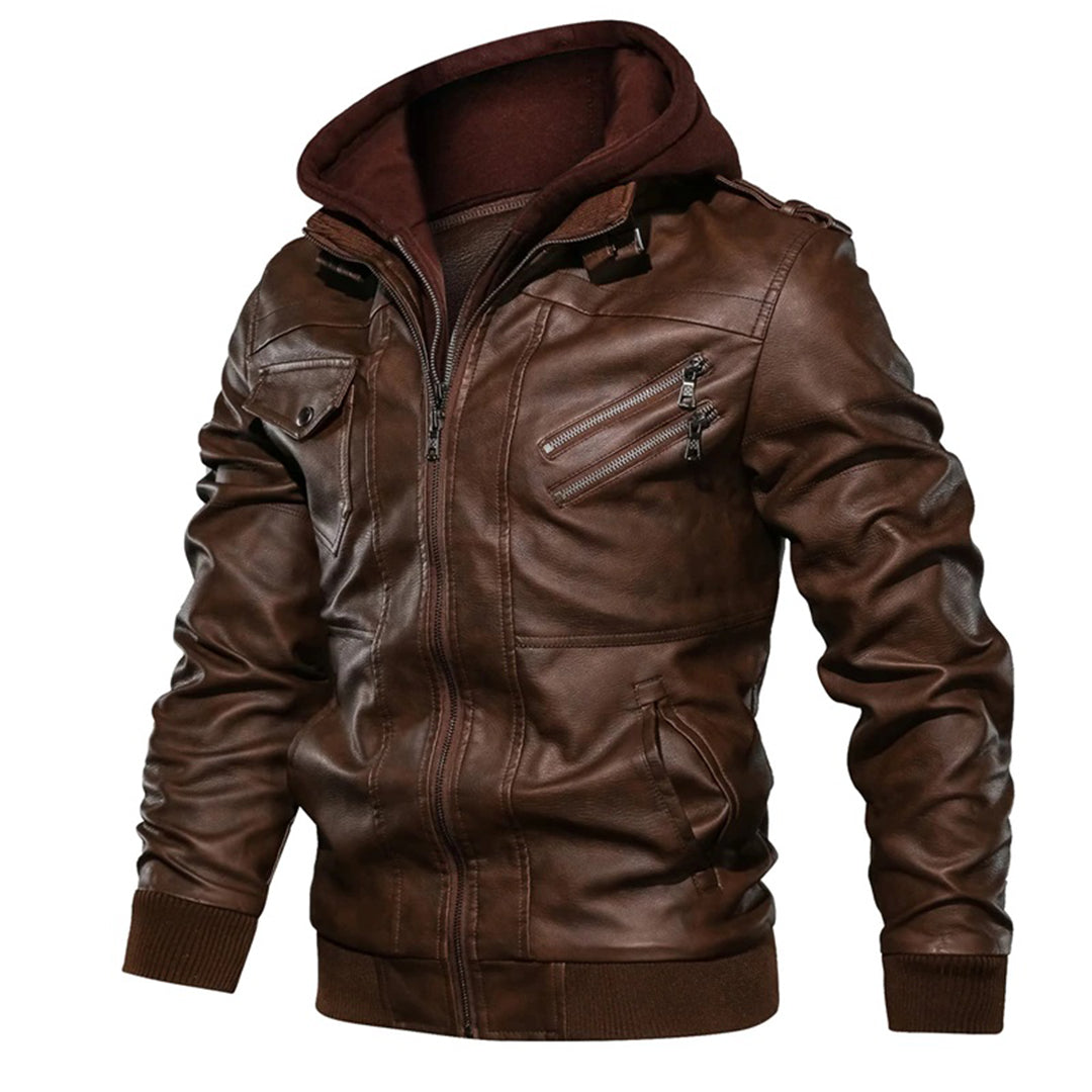 Jacob - Veste en cuir à capuche pour hommes