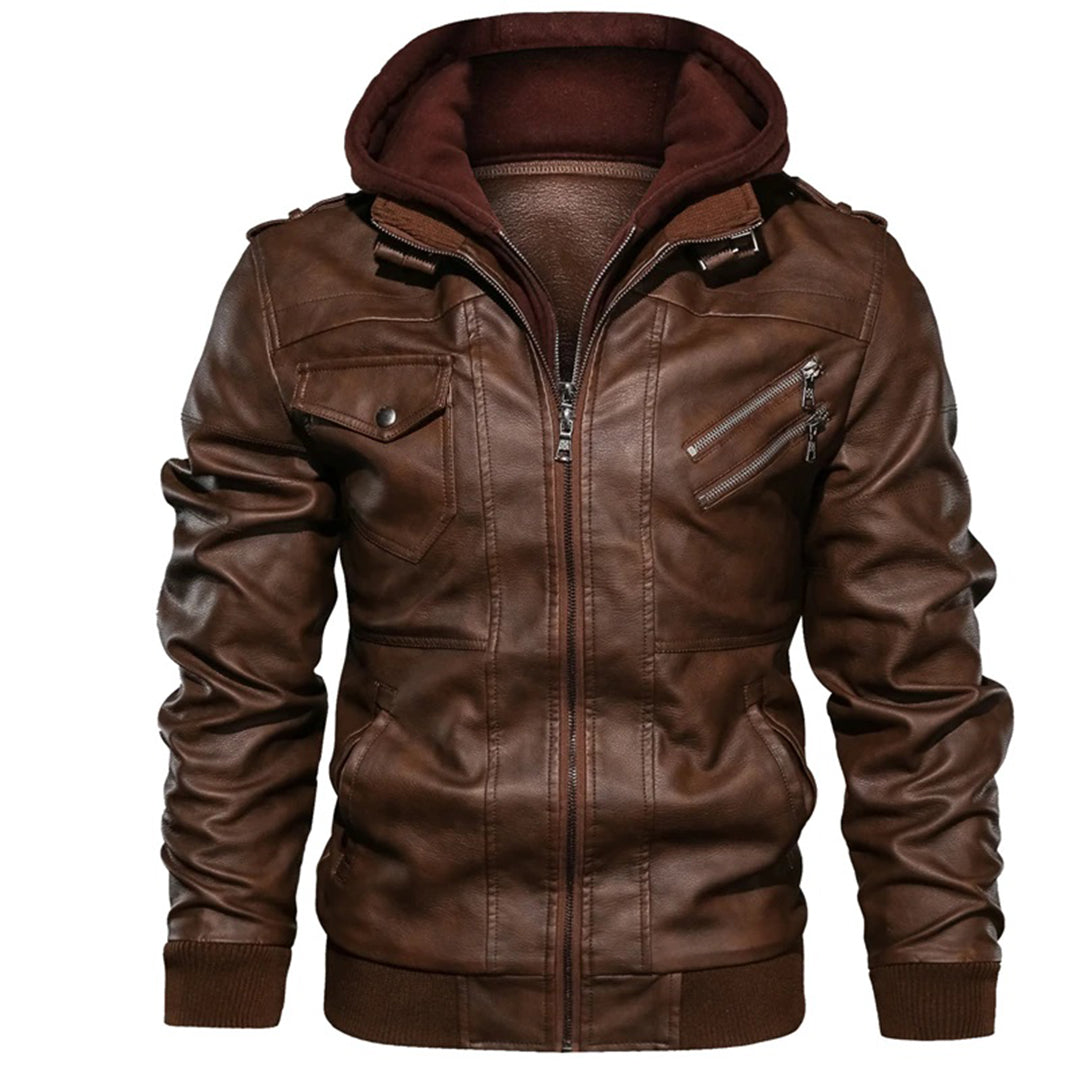 Jacob - Veste en cuir à capuche pour hommes