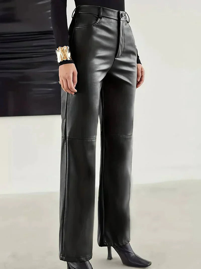 Mathilde - Pantalon en cuir à taille haute