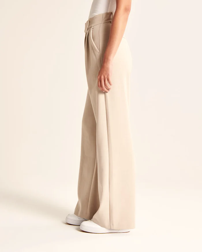 Maria - Pantalon Sur Mesure À Jambe Large Beige