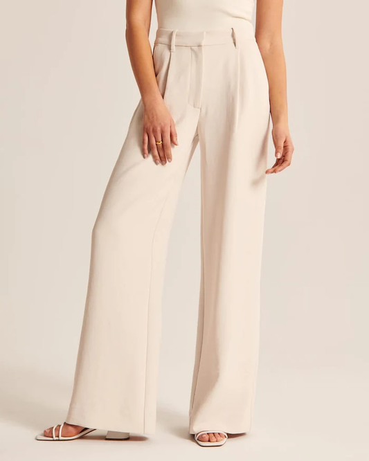Maria - Pantalon Sur Mesure À Jambe Large Beige
