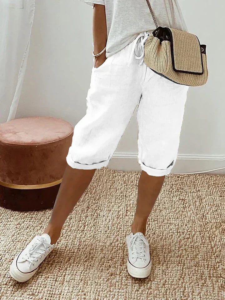 Adrina - Short femme en coton et lin