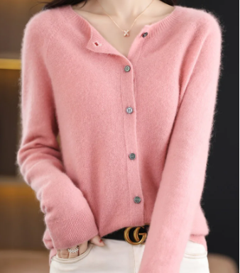 Ermenegilda | Cardigan Col Rond Décontracté pour Femmes