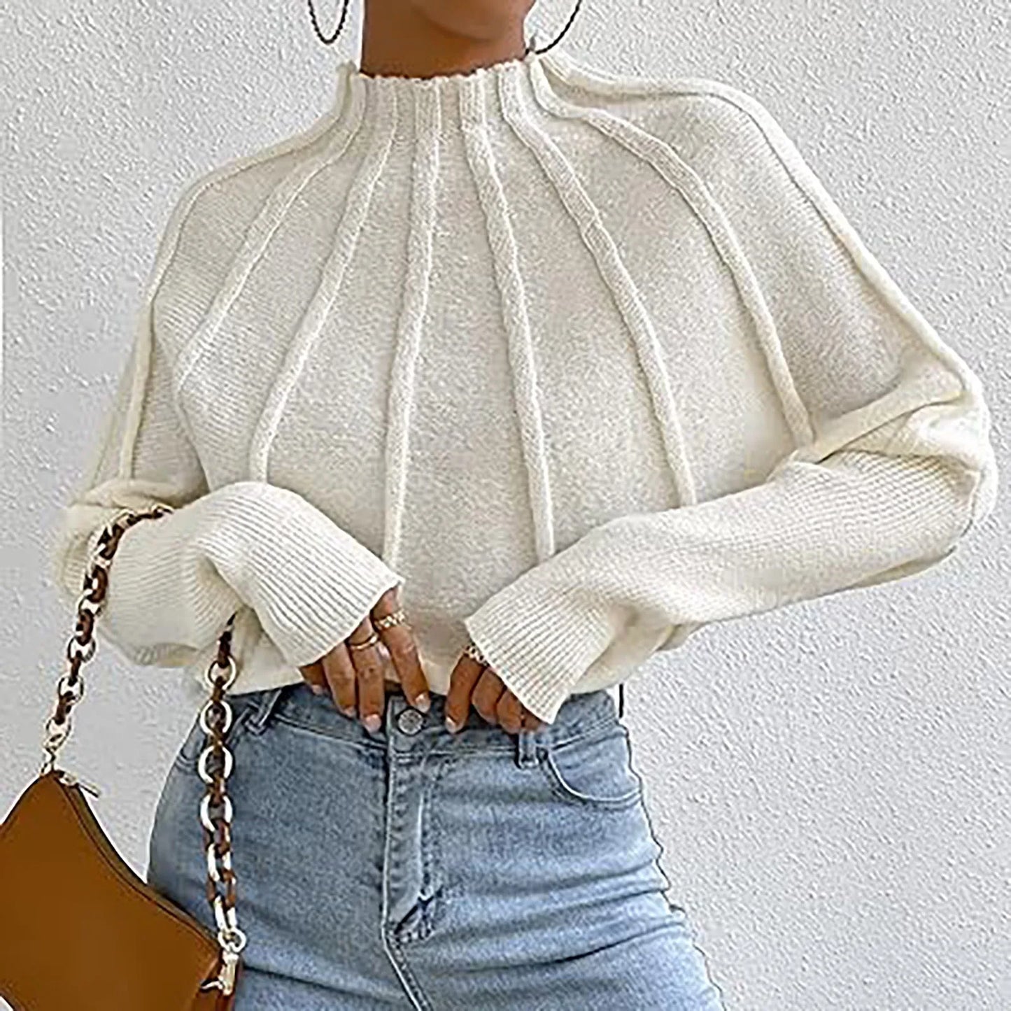 Elen - Pull à col roulé avec plis élégants