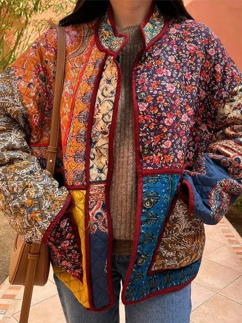 Diana - Manteau vintage à imprimé floral Veste