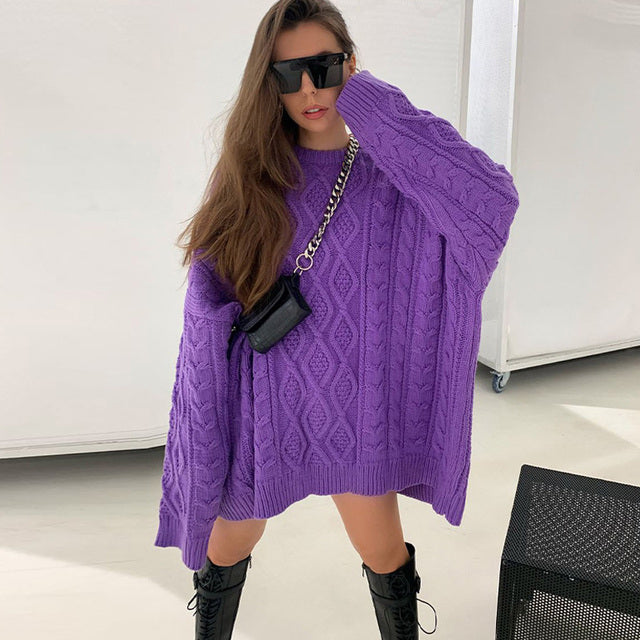 Enna - Robe en maille texturée avec torsades et coupe ample