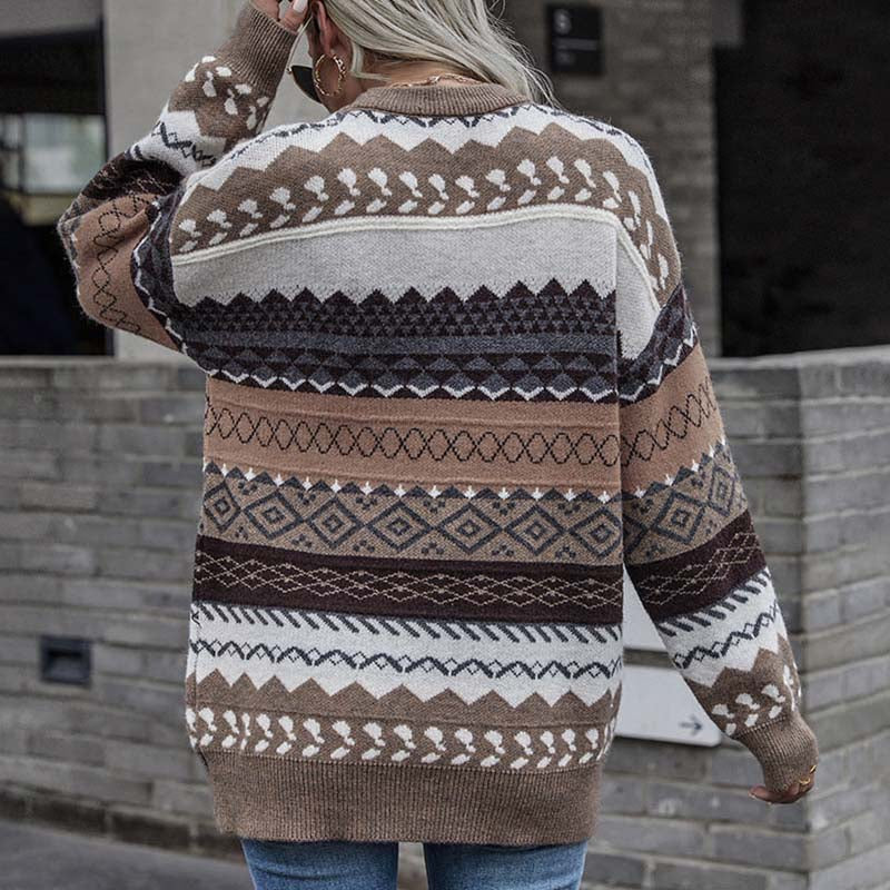 Afron | Pull géométrique vintage pour femmes