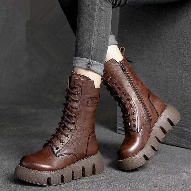 Bottes orthopédiques polaire à semelles épaisses de style vintage