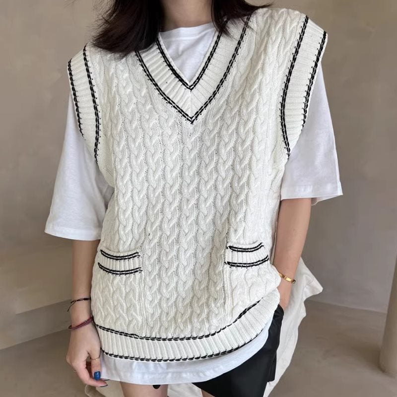 Lea - Gilet en maille multicouche avec résille et garniture contrastée