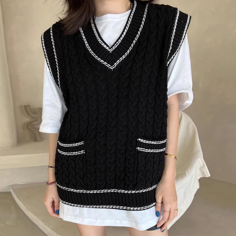 Lea - Gilet en maille multicouche avec résille et garniture contrastée