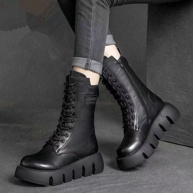 Bottes orthopédiques polaire à semelles épaisses de style vintage