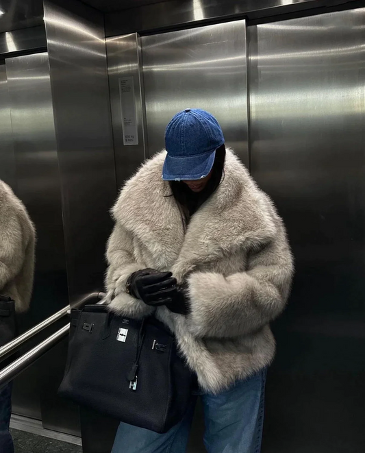 SofiaScintilla - Manteau d'hiver tendance en fausse fourrure pour femme