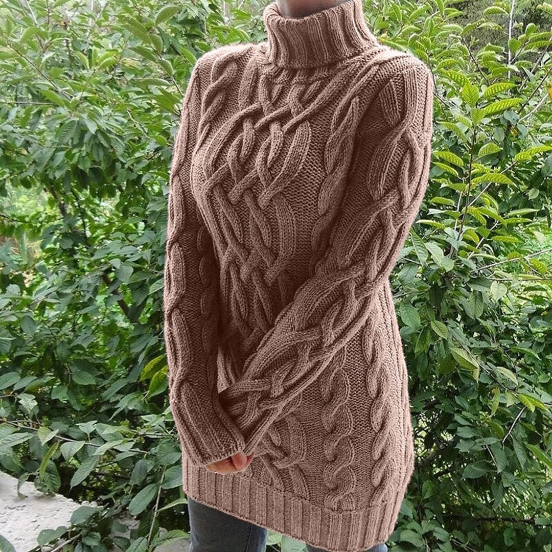 Eleni - Pull Col Roulé en Maille Torsadée pour Femme