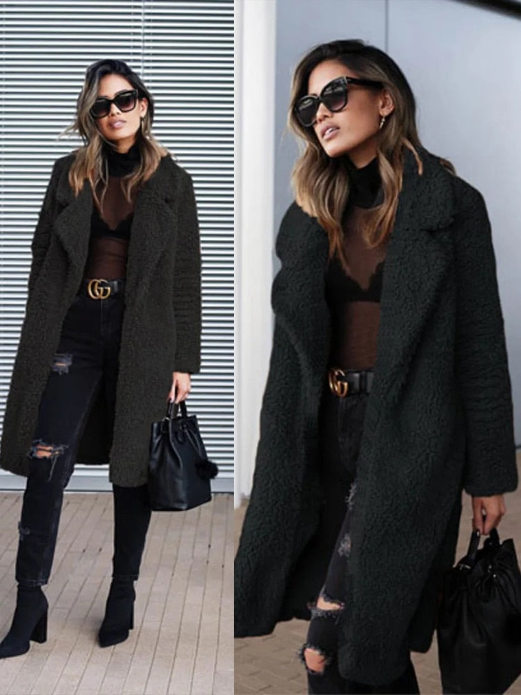 Manteau long d'hiver en peluche - Margreth