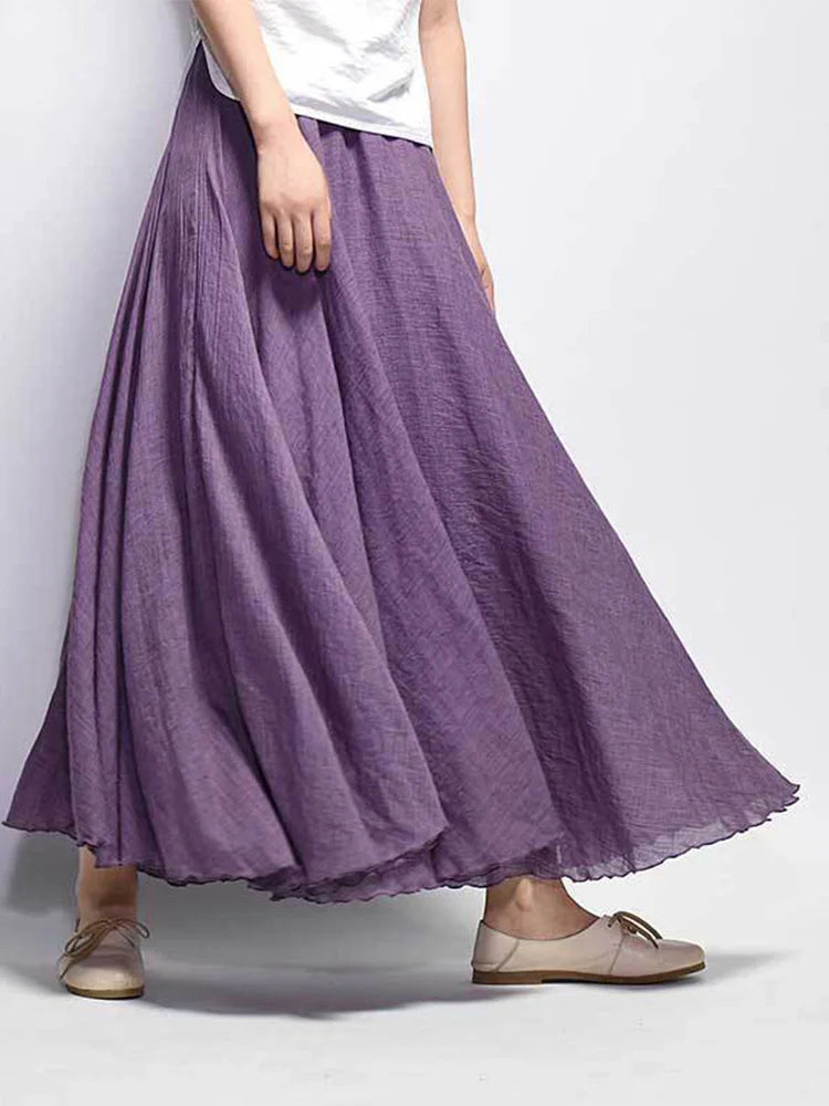Jupe Maxi Femme Taille Haute en Lin - Dericia