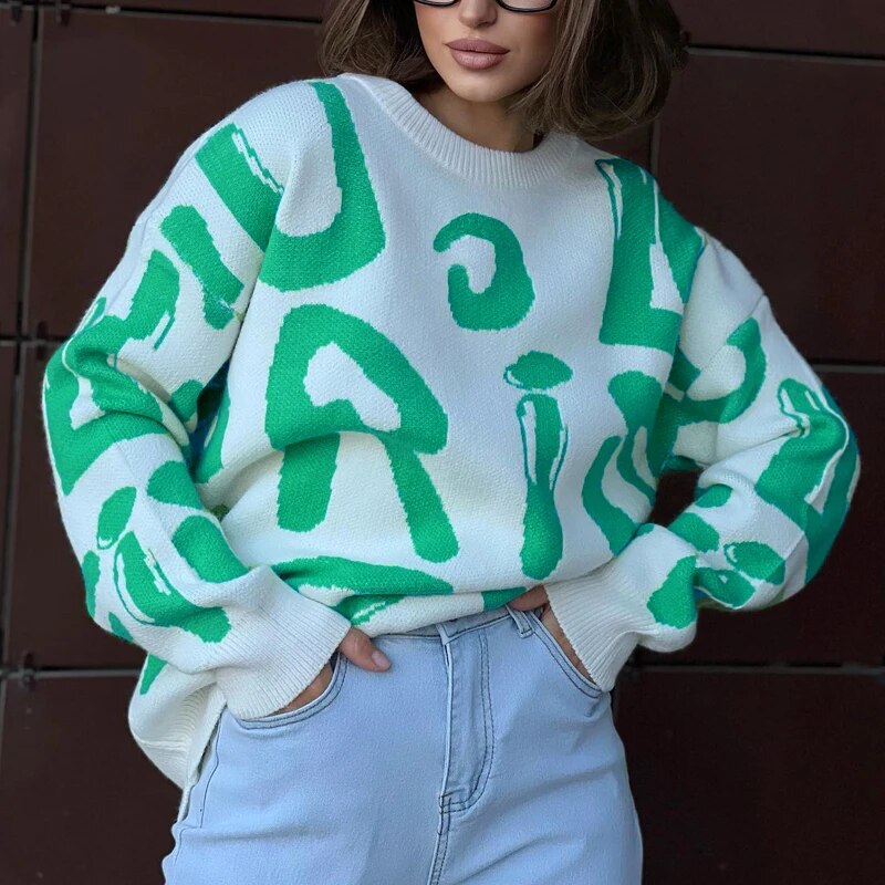 Bety - Pull ras du cou à l'imprimé graphique accrocheur