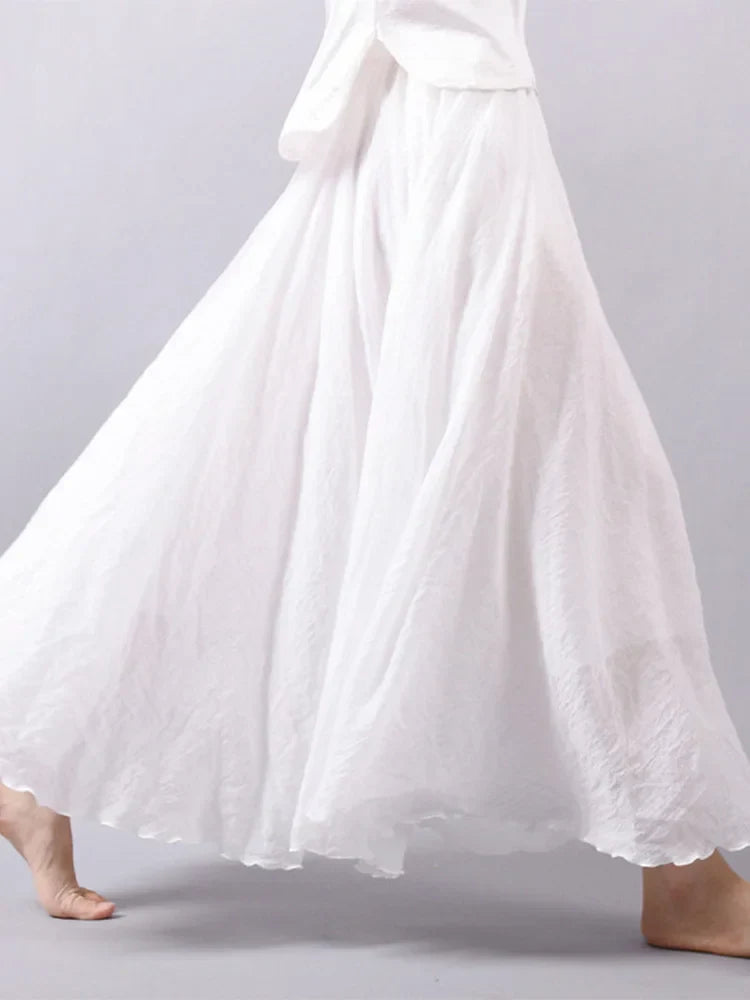 Jupe Maxi Femme Taille Haute en Lin - Dericia