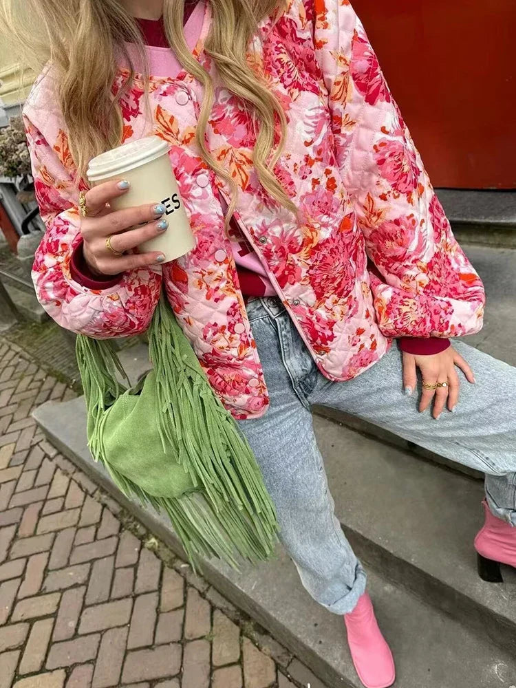 Veste matelassée rose hiver et automne - Hortense