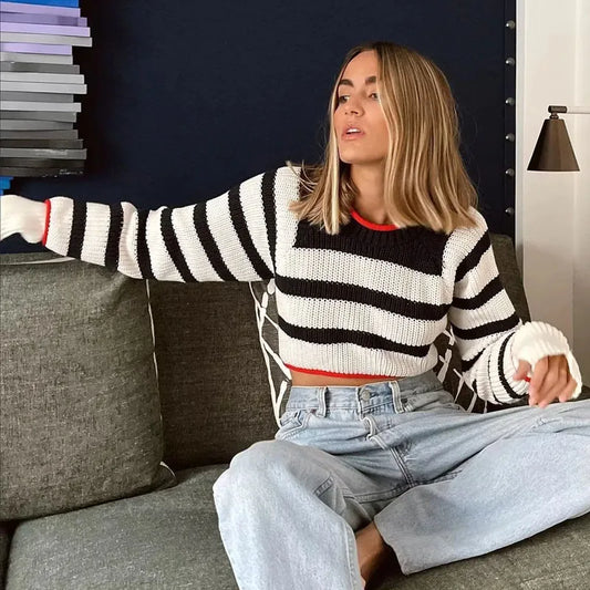 Pull rayé en tricot court - Mirjana