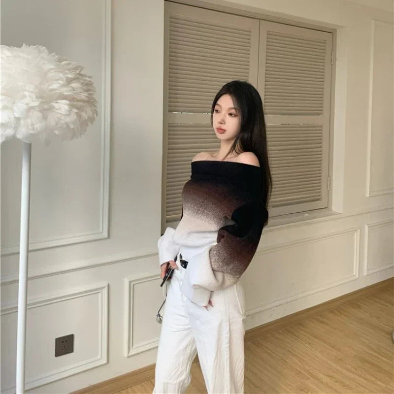 Clarissa - Pull en maille moelleux à gradient sans épaules