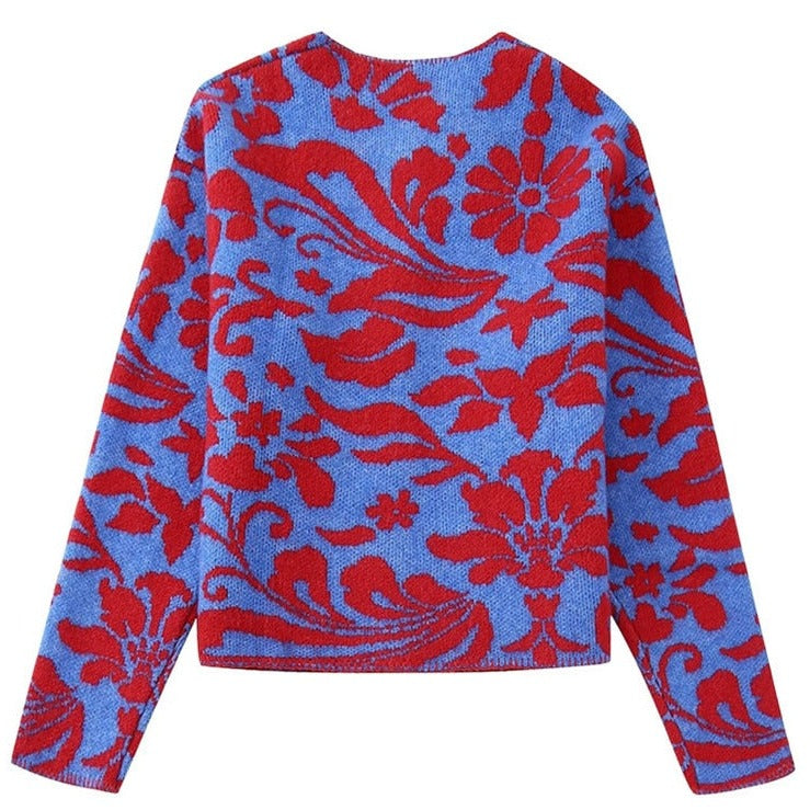 Florencia - Cardigan vintage en jacquard à fleurs