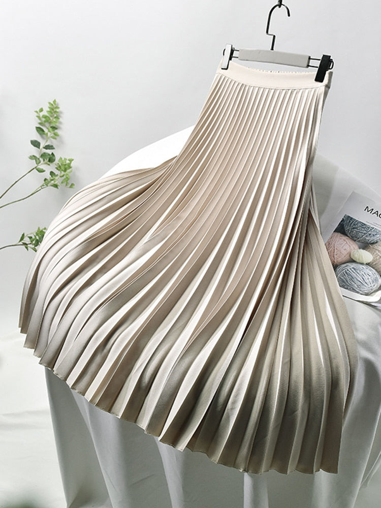 Jupe plissée taille haute pour femme - Belva