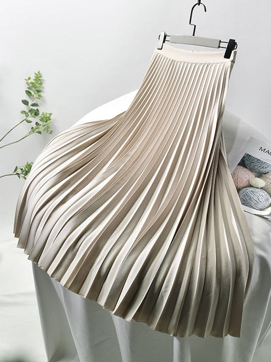 Jupe plissée taille haute pour femme - Belva