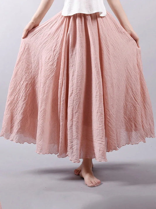 Jupe Maxi Femme Taille Haute en Lin - Dericia