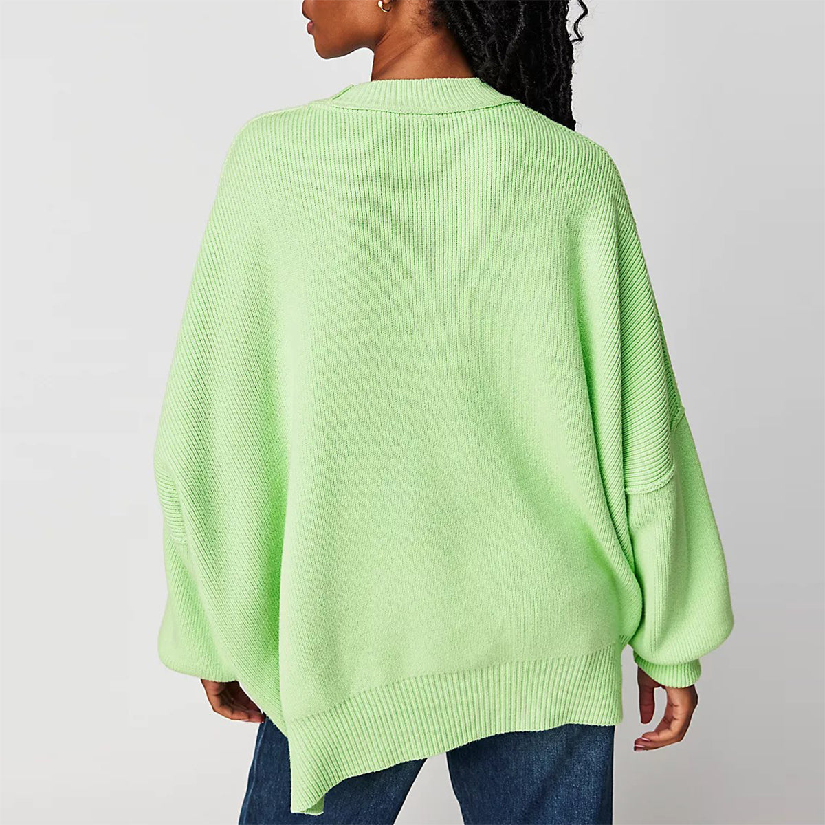 Fayette - Pull Femme Élegant Rouge Oversize à Col Rond et Manches Longues