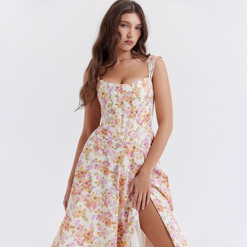 Aurora Vista - Robe corset de printemps d'été à fente haute pour femmes