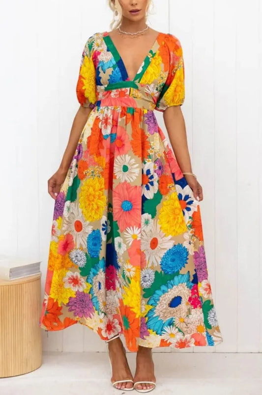 Charlotte - Robe À Manches Bouffantes Et Imprimé Floral