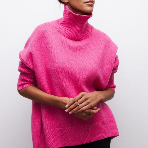 Mei - Col Roulé en Coton Oversize Confortable pour Femmes