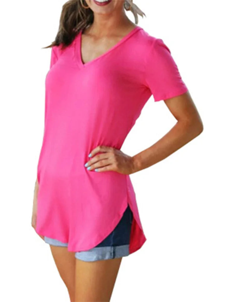 Chemise manches courtes col V pour femme - Abriella