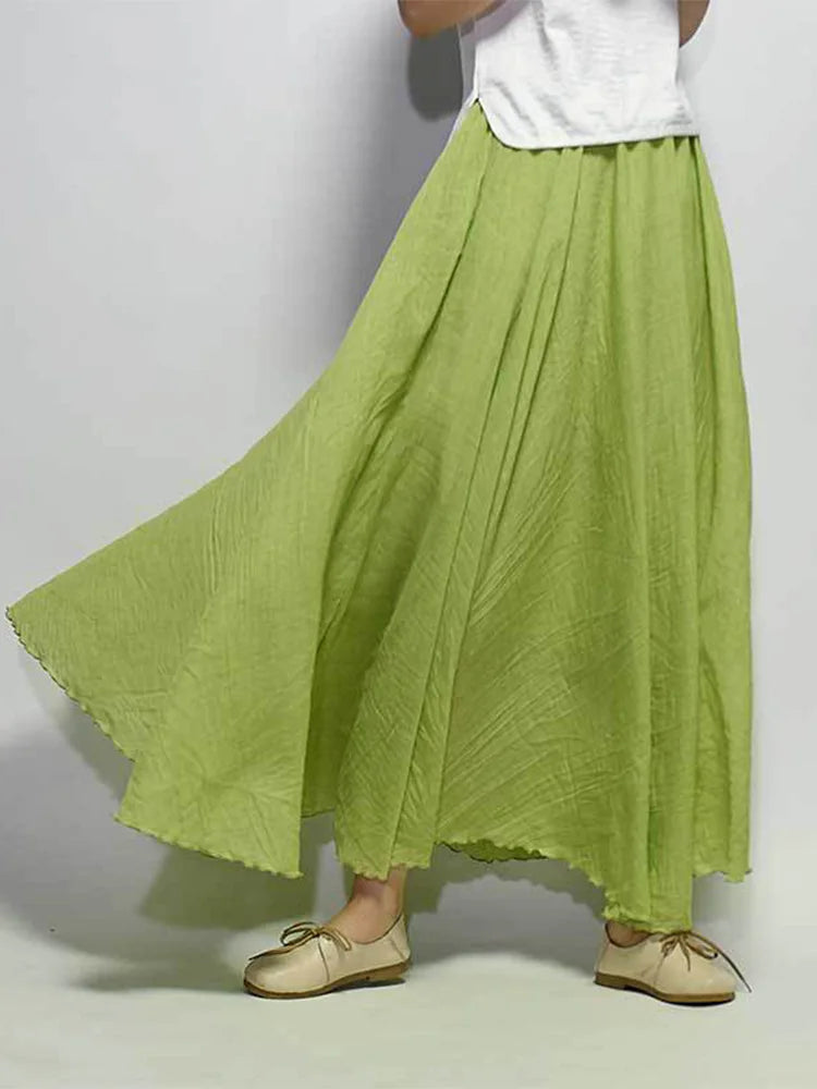 Jupe Maxi Femme Taille Haute en Lin - Dericia