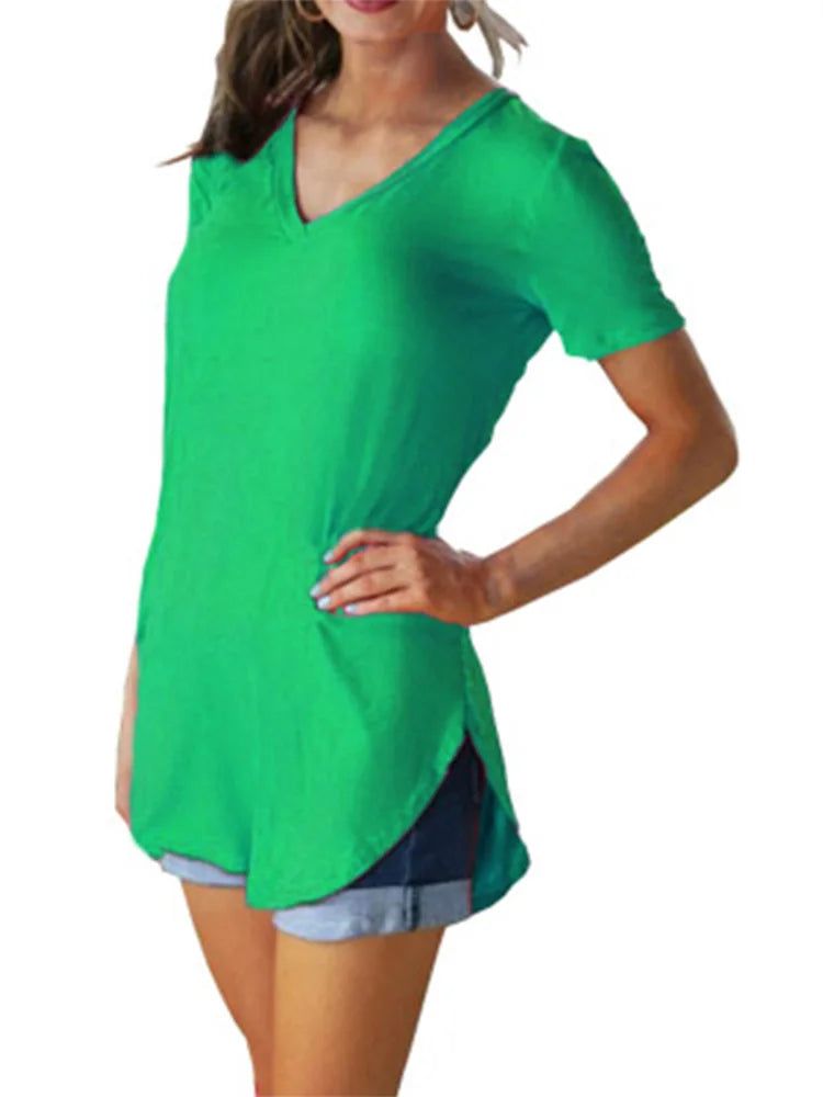 Chemise manches courtes col V pour femme - Abriella