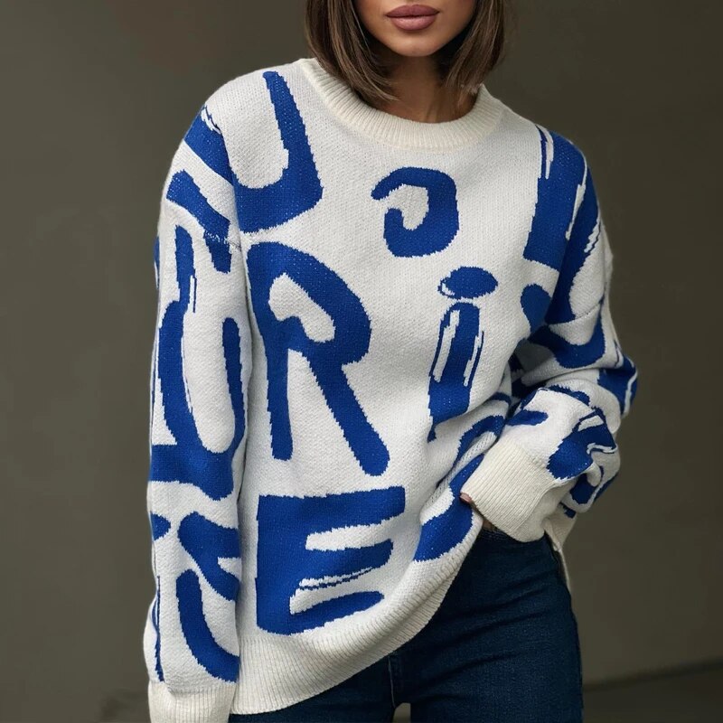 Bety - Pull ras du cou à l'imprimé graphique accrocheur