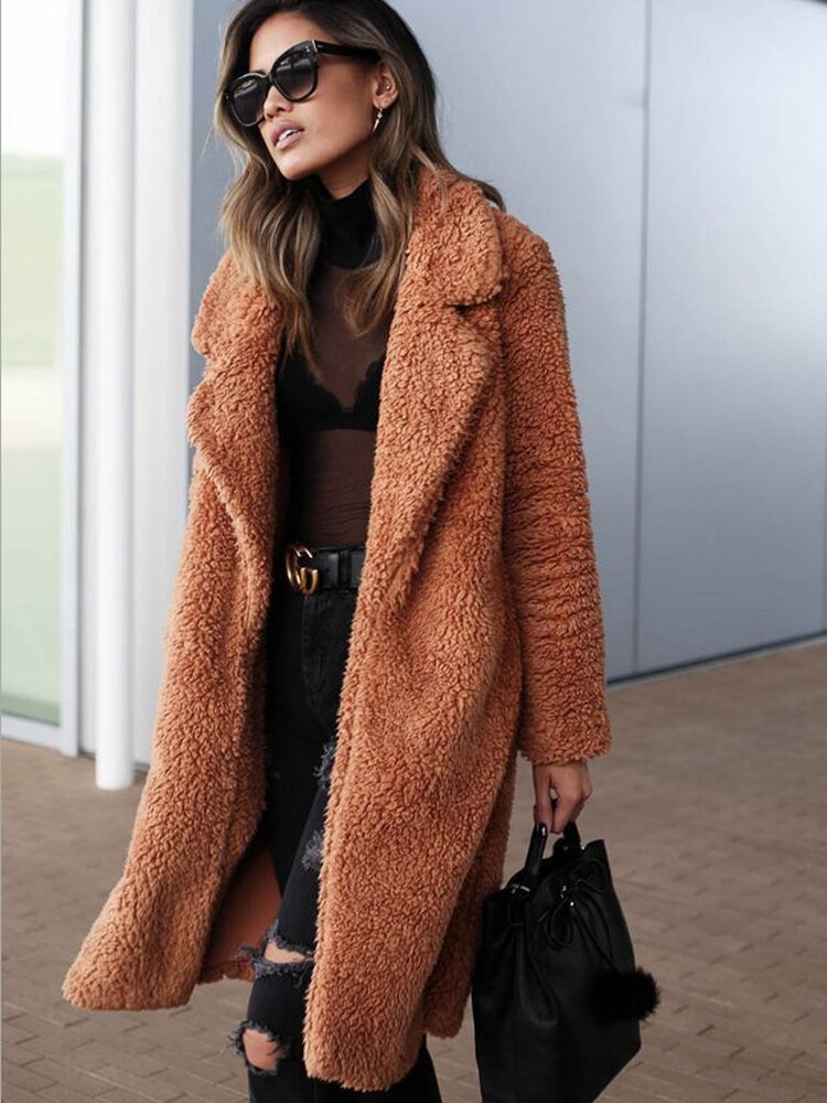 Manteau long d'hiver en peluche - Margreth