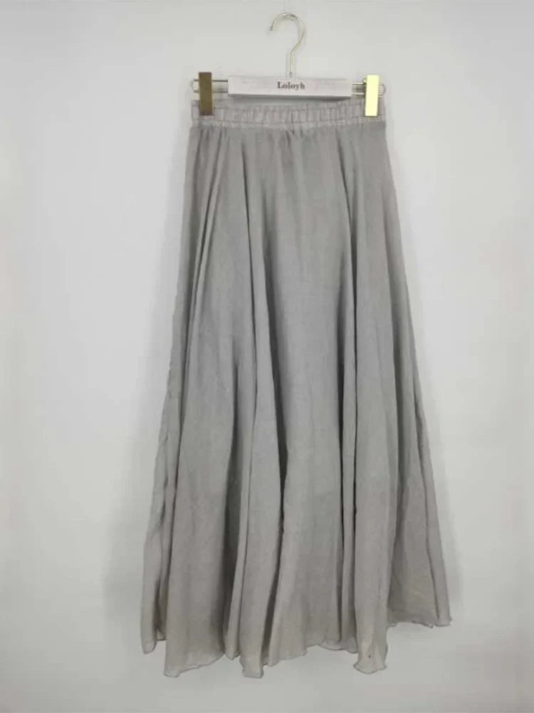 Jupe Maxi Femme Taille Haute en Lin - Dericia